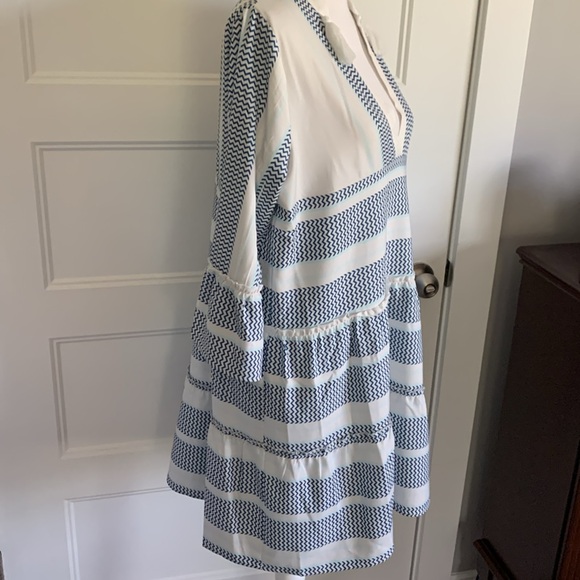 Mazik midi two tier blue & white dress size small - Picture 3 of 11